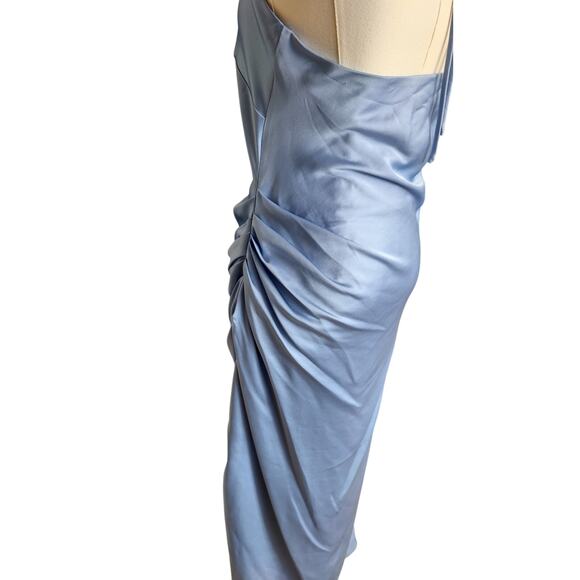 Jonathan Simkhai Hansel Halter Neck Blue Satin Midi Dress Size 6 - Picture 5 of 7